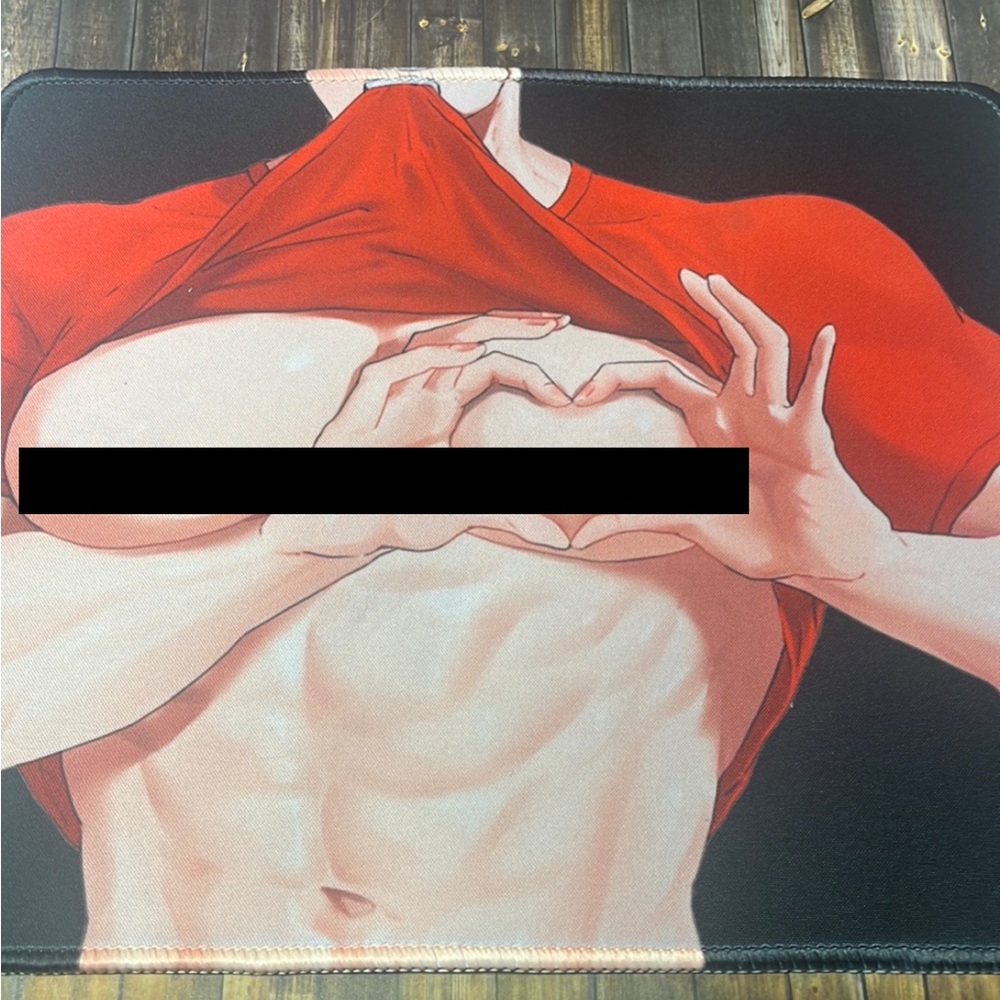 5for$10 Large Mousepad Promiscuous Buff Anime Man Shirt Up 12 by 10 Mousepad